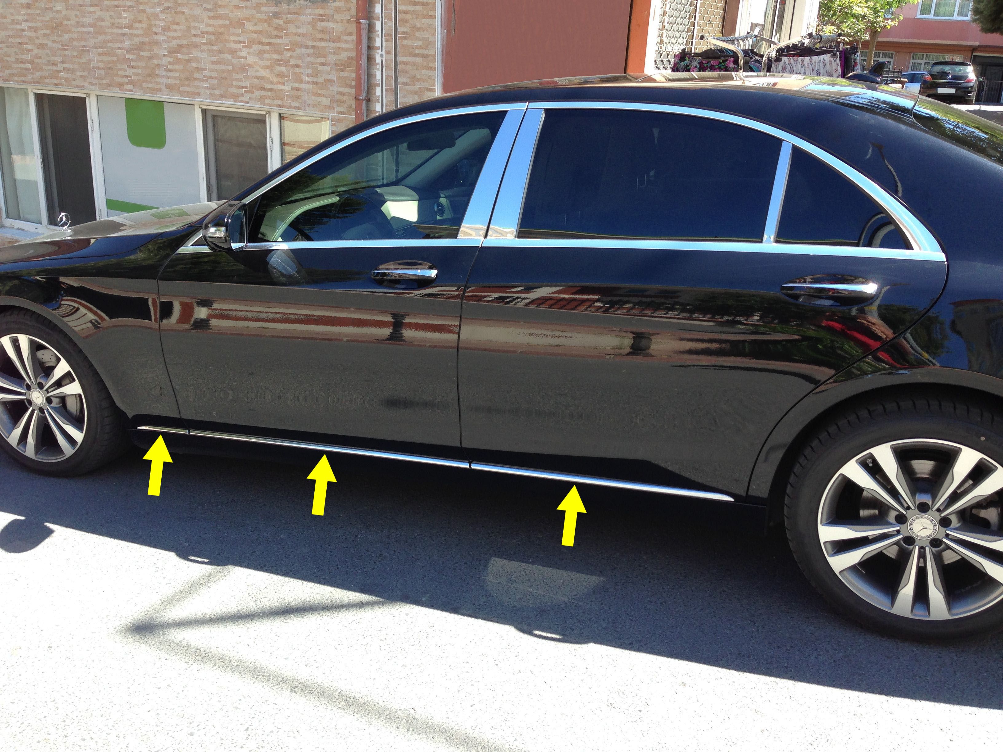 MERCEDES W222 S SERİSİ 2013-2019 KROM YAN KAPI ÇITASI AKSESUARI 6 PARÇA PASLANMAZ ÇELİK