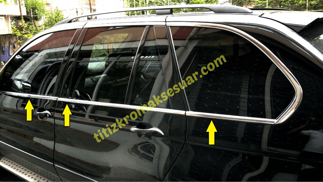 BMW X5 1999-2006 KROM CAM ÇITASI 6 PARÇA PASLANMAZ ÇELİK