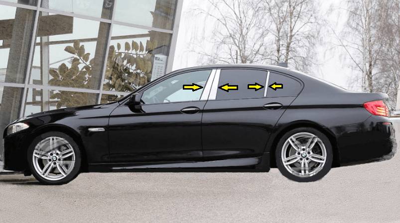 BMW 5 SERİSİ F10 2011-2016 KROM KAPI DİREK AKSESUARI 6 PARÇA PASLANMAZ ÇELİK